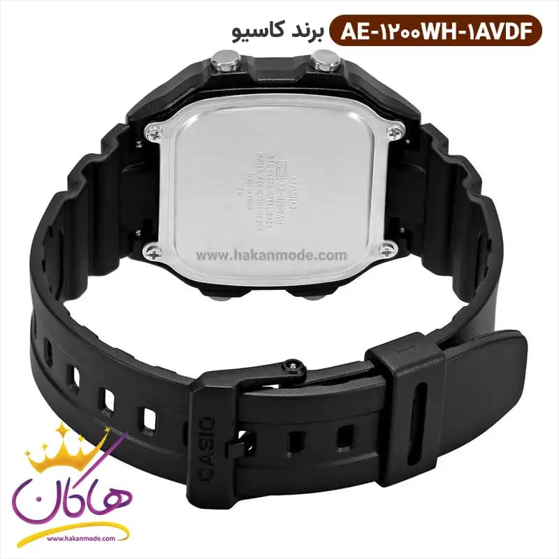 ساعت کاسیو مردانه رابر مشکی دیجیتالی AE-1200WH-1AVDF — تصویر ۴