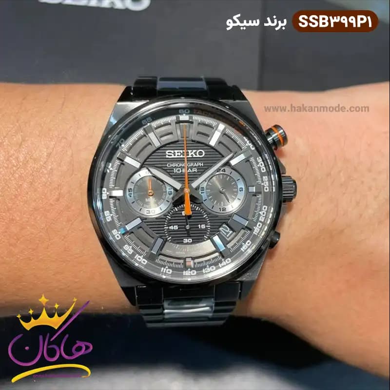ساعت سیکو مردانه بند فلزی کرنوگراف مشکی SSB399P1 — تصویر ۲