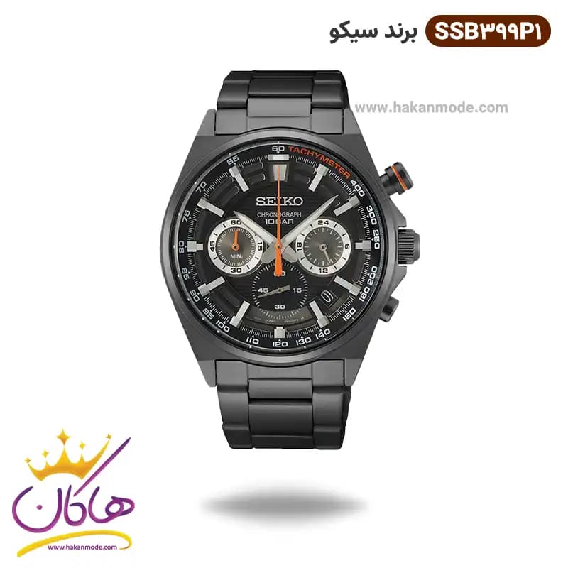 ساعت سیکو مردانه بند فلزی کرنوگراف مشکی SSB399P1