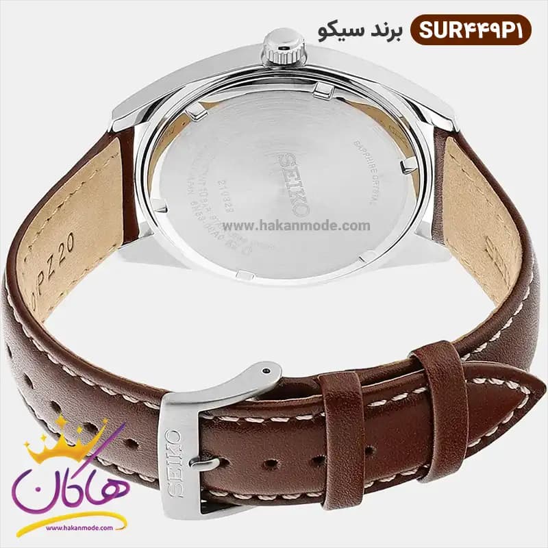 ساعت سیکو مردانه بند چرمی صفحه سبز SUR449P1 — تصویر ۳
