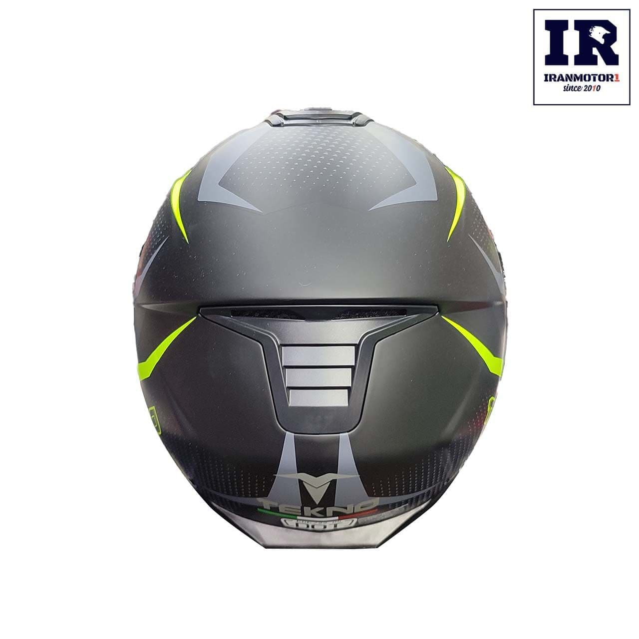 کلاه کاسکت فک متحرک تکنو tekno helmet مشکی فسفری مات ساده — تصویر ۳