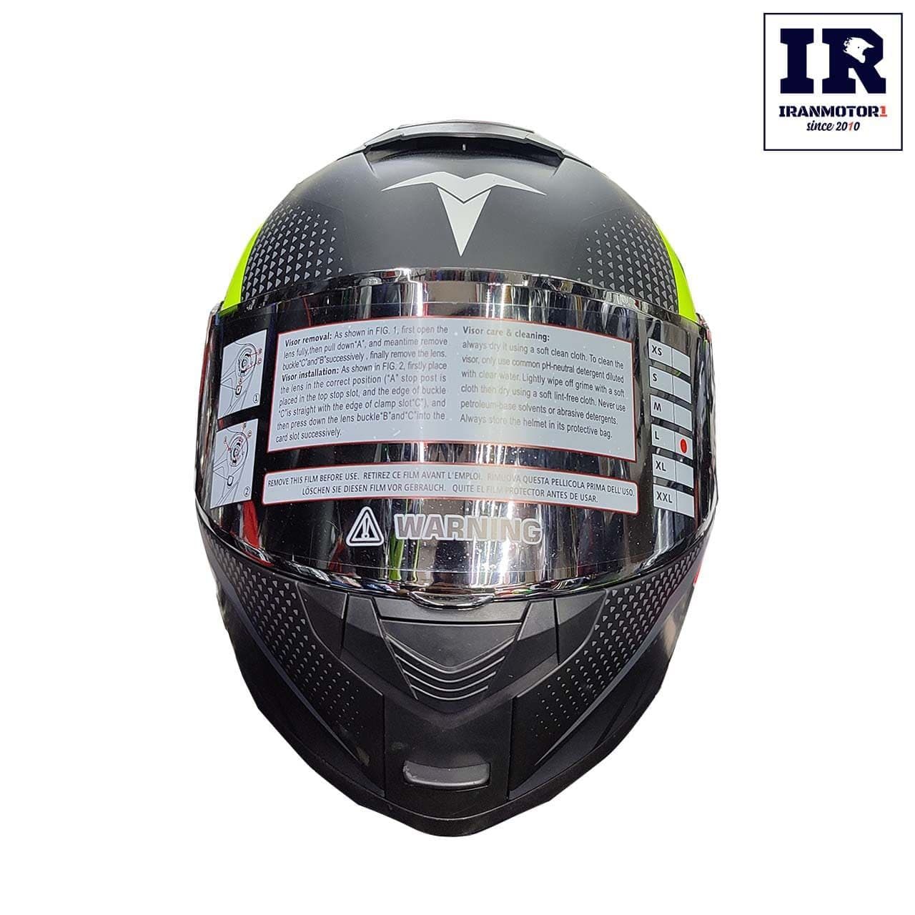 کلاه کاسکت فک متحرک تکنو tekno helmet مشکی فسفری مات ساده — تصویر ۲