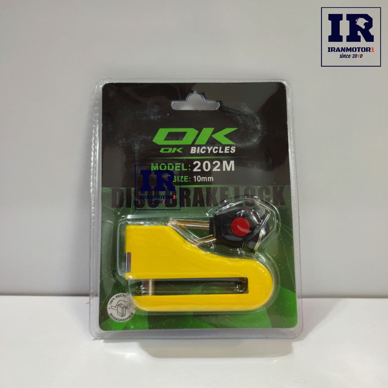 قفل دیسک سایز بزرگ 10mm برند OK زرد