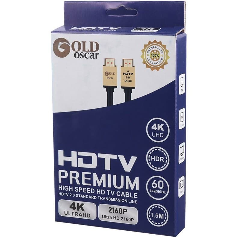 کابل اچ دی ام ای1.5متری سرطلایی GOLD OSCAR HDMI 4K — تصویر ۵