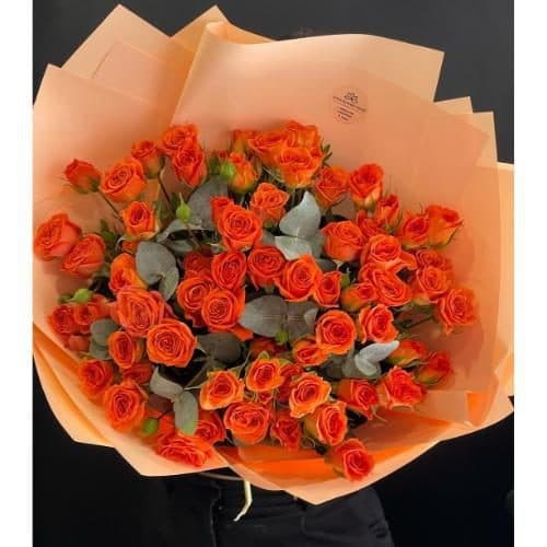 دسته گل رز نارنجی بزرگ 5881