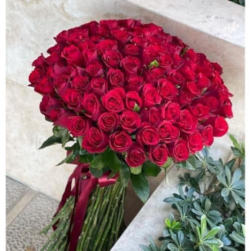 دسته گل رز قرمز لاکچری 5863