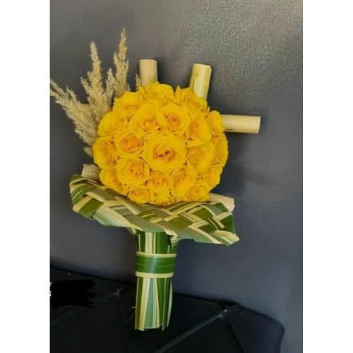 دسته گل رز زرد زیبا 5810
