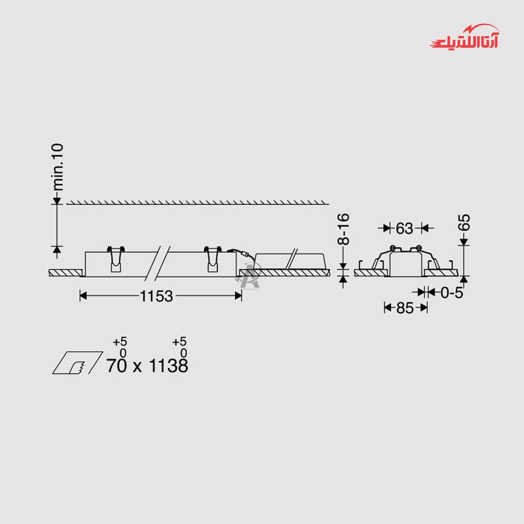 چراغ خطی LED توکار 31 وات مازی نور مدل اینفینیتی DS — تصویر ۲