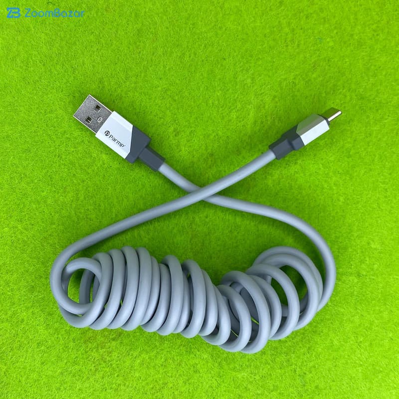 کابل تبدیل USB به MicroUSB پارمپ مدل SPRING 27AM1.8M طول 1.8 متر — تصویر ۳