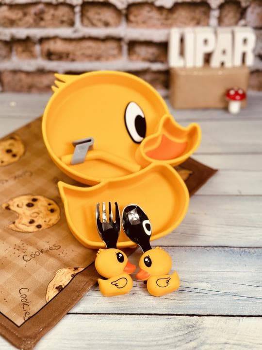 ظرف غذای کودک سلیکونی اردک کد 0988 — تصویر ۵