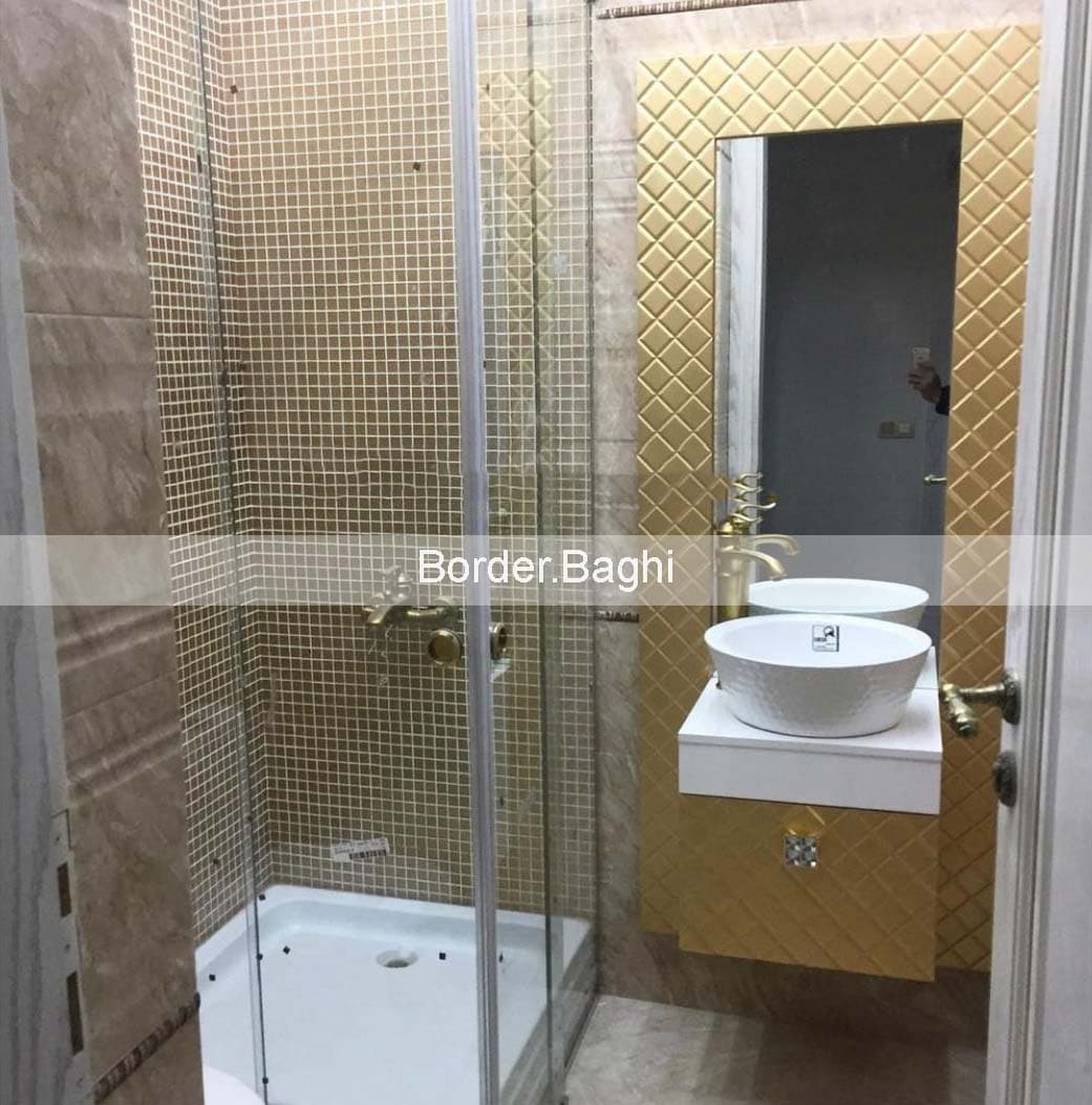 کابین روشویی مدل pm سفید طلایی