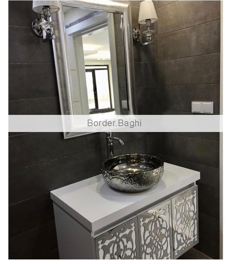 کابین روشویی مدل کاوالی سفید نقره ای