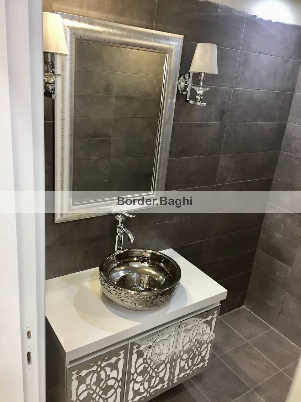 کابین روشویی مدل کاوالی سفید نقره ای — تصویر ۲