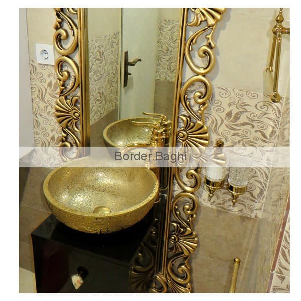 کابین روشویی مدل ایسلند قدی مشکی طلایی