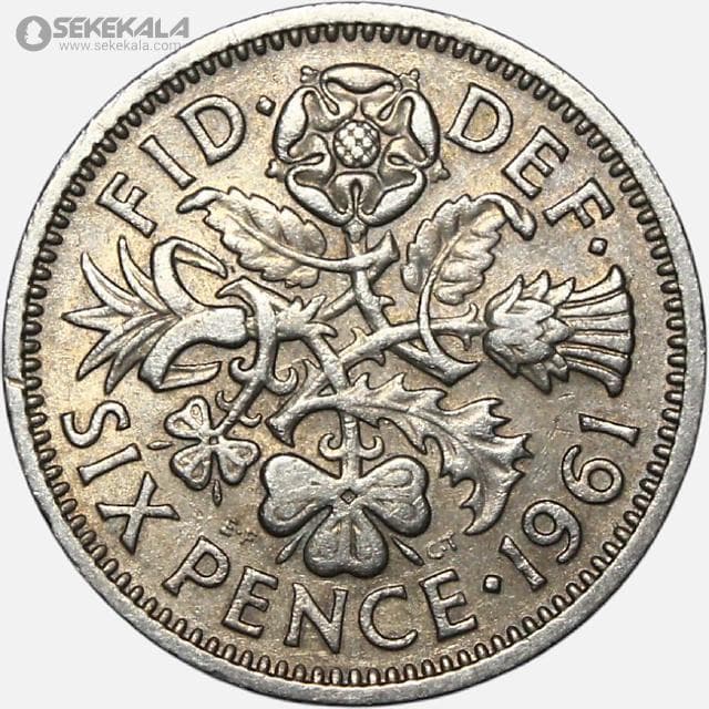 سکه 6 پنس انگلیس 1961 (ملکه الیزابت)