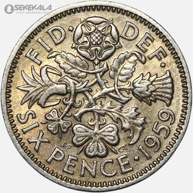 سکه 6 پنس انگلیس 1959 (ملکه الیزابت)(AU)