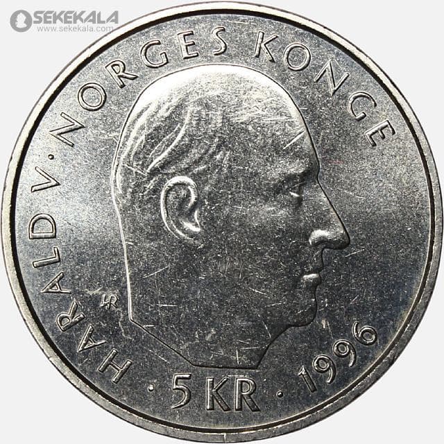 سکه 5 کرون یادبودی کمیاب نروژ 1996 (UNC) + کاور فابریک — تصویر ۳