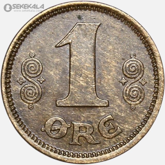 سکه 1 اوره کمیاب دانمارک 1915 (کریستین دهم) — تصویر ۲
