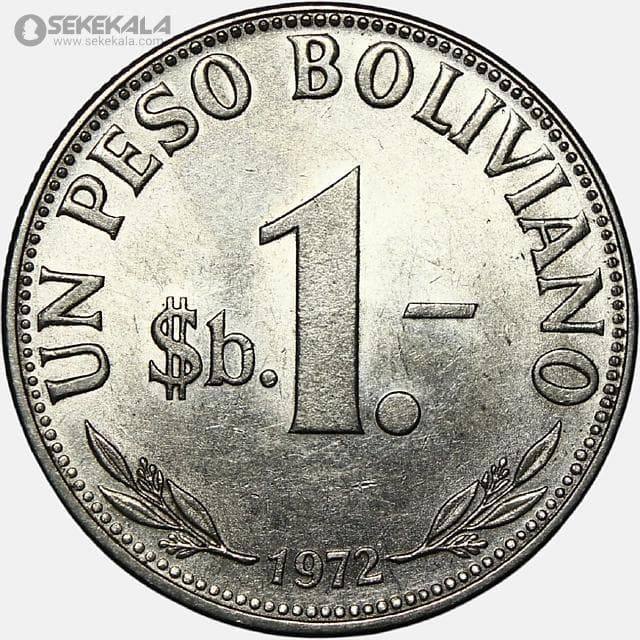 سکه 1 پزو کمیاب بولیوی 1972 (UNC) — تصویر ۲