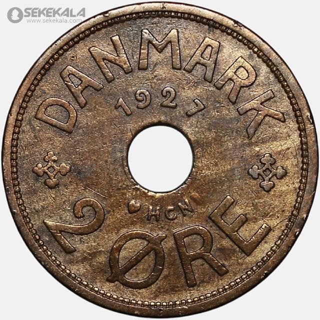 سکه 2 اوره کمیاب دانمارک 1927 — تصویر ۲