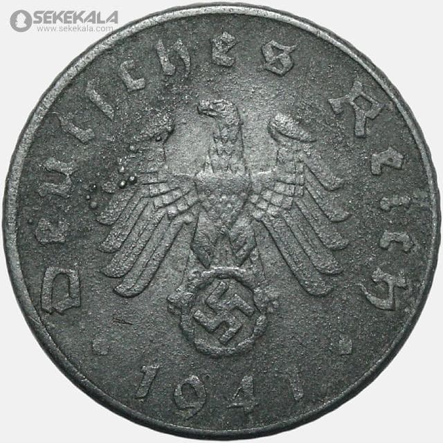 سکه 5 رایش فنیگ کمیاب آلمان نازی 1941 D