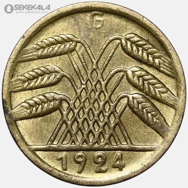 سکه 5 رایش فنیگ آلمان وایمار 1924 (AU) — تصویر ۲