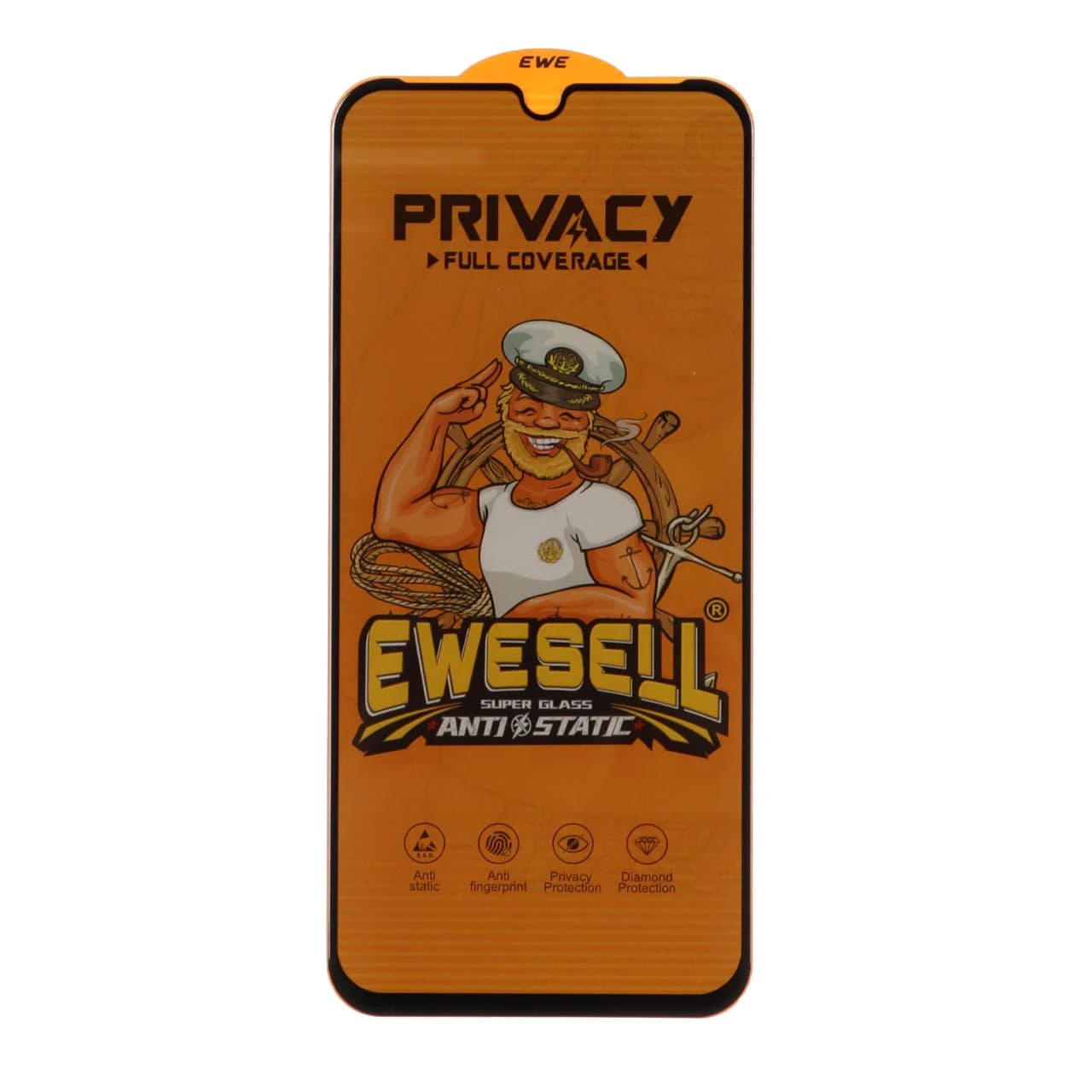 محافظ صفحه نمایش شیشه ای Full Cover Ewesell Anti Static Privacy مدل Xiaomi Redmi 15C / Poco C85 / Redmi A7 Pro
