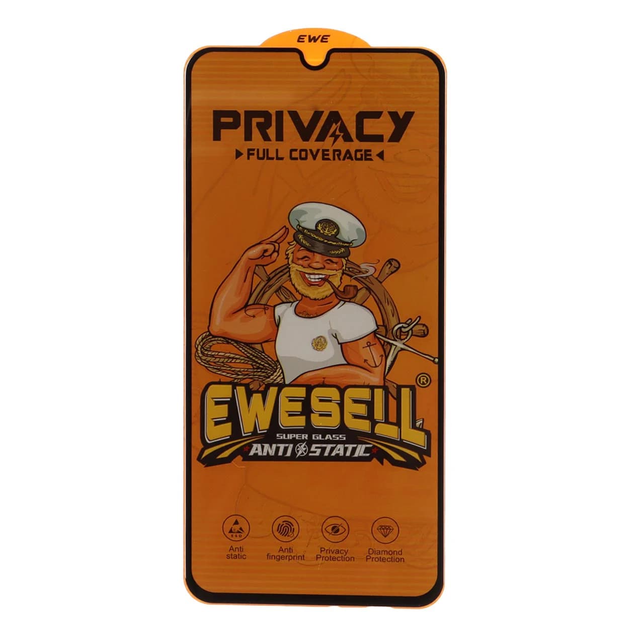 محافظ صفحه نمایش شیشه ای Full Cover Ewesell Anti Static Privacy مدل Samsung Galaxy A20 / A30 / A30S / A50 / A50S / M10S / M21 / M21S / M30 / M30S / M31 / Redmi Note 7 / Note 7 pro / Note 7s / Honor 9a