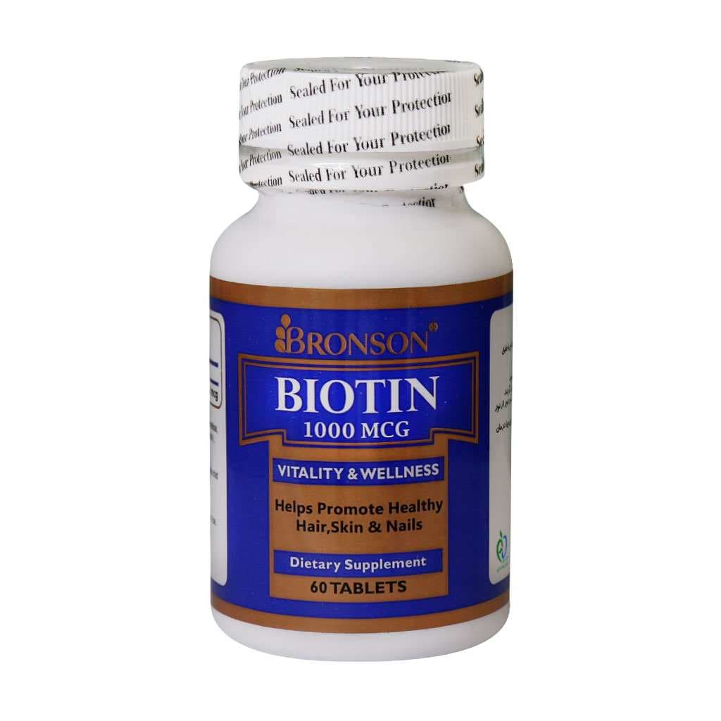 قرص بیوتین ۱۰۰۰ میکروگرم برونسون ۶۰ عدد Bronson Biotin 1000 Mcg 60 Tabs