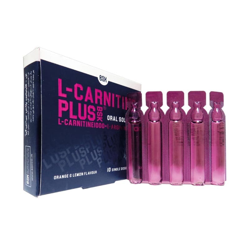 ویال ال کارنیتین پلاس 1000 بی اس کی 10 عدد BSK L-Carnitine Plus 10 Vials — تصویر ۳