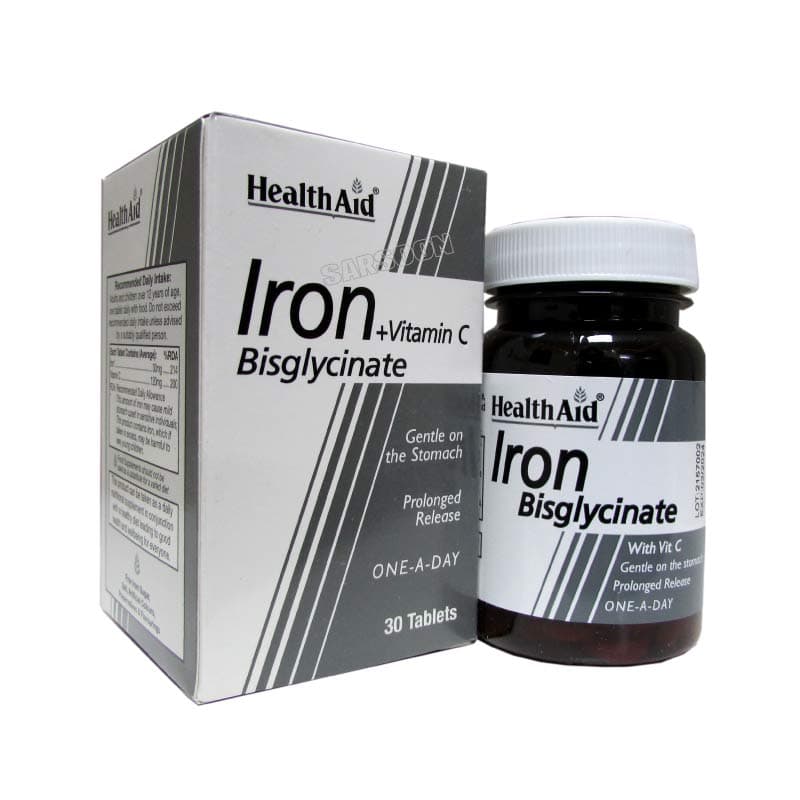 قرص آیرون بیس گلیسینات هلث اید ۳۰ عدد Health Aid Iron Bisglycinate 30 Tabs — تصویر ۳