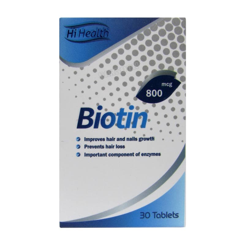 قرص بیوتین 800 میکروگرم های هلث 30 عدد Hi Health Biotin 800 mcg 30 Tabs