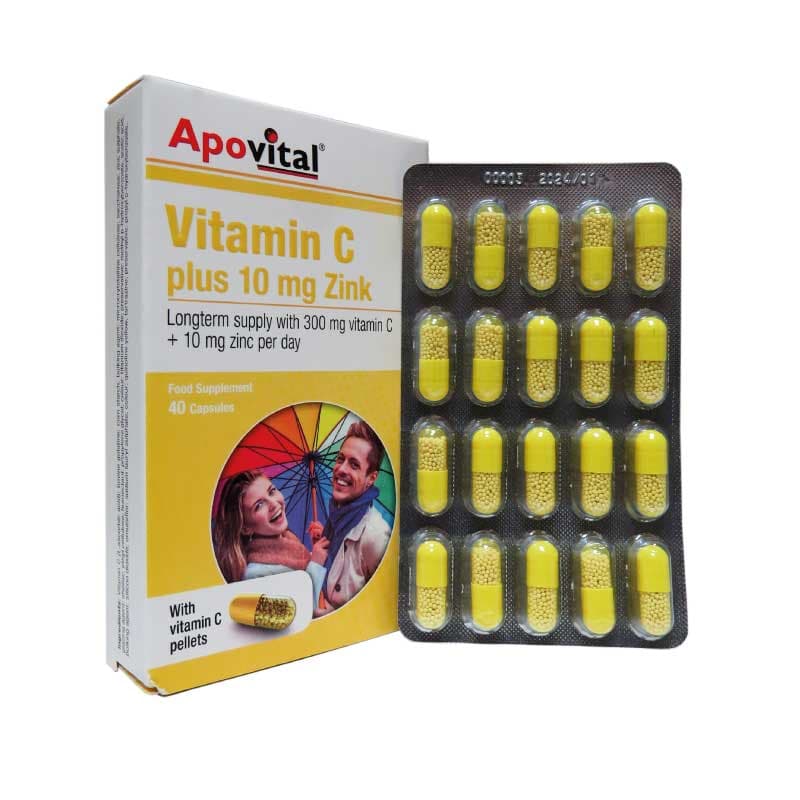 کپسول ویتامین C و زینک آپوویتال 40 عدد Apovital Vitamin C Plus Zink — تصویر ۲