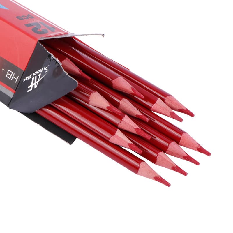 مداد قرمز اسکول مکس School Max HB-1020 بسته 12 عددی — تصویر ۲