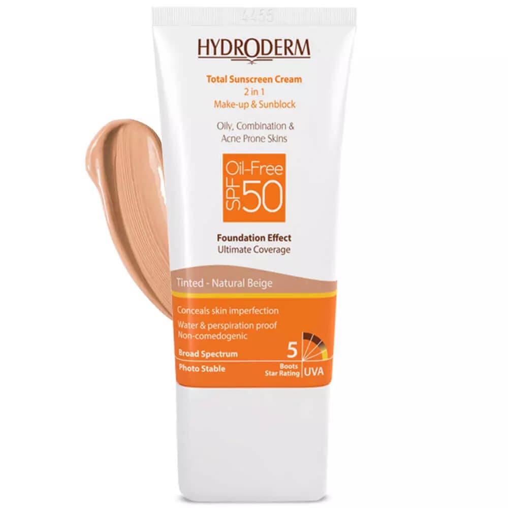 كرم ضد آفتاب SPF50 فاقد چربی با پوشش کرم پودری هیدرودرم