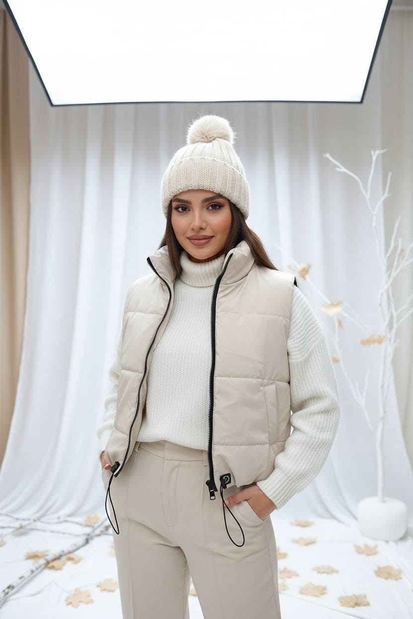 پافر کراپ سیلیکونی زنانه درجه یک سفید — تصویر ۶