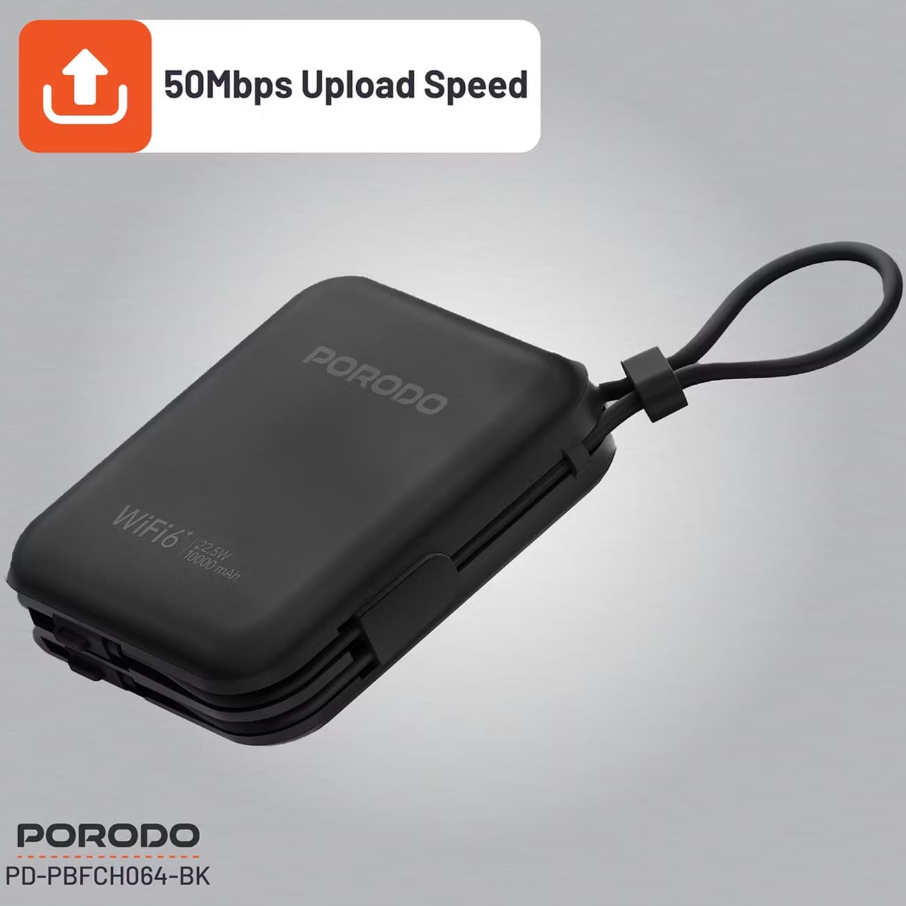 مودم همراه 4G LTE و پاوربانک 10000 میلیآمپرساعت پورودو مدل Porodo PD-PBFCH064-BK — تصویر ۸