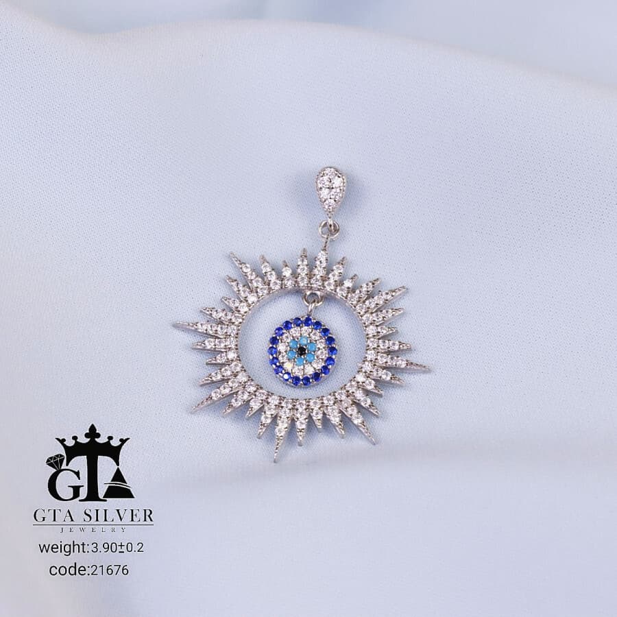 مدال نقره میکرو چشم نظر کد 21676 — تصویر ۳