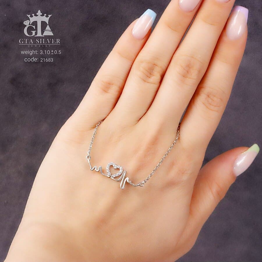 مدال نقره میکرو طرح ضربان قلب کد 21683 — تصویر ۲