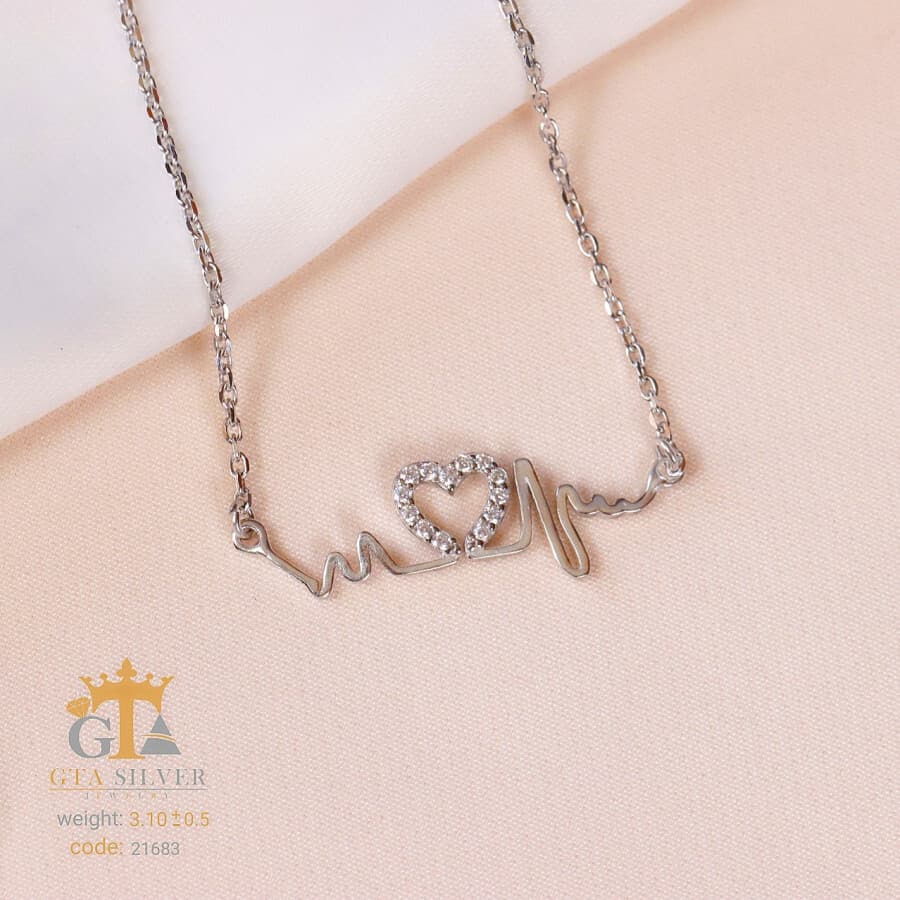 مدال نقره میکرو طرح ضربان قلب کد 21683