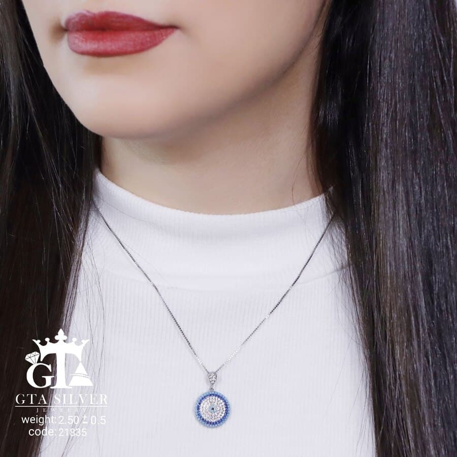مدال نقره میکرو چشم نظر کد 21835 — تصویر ۲