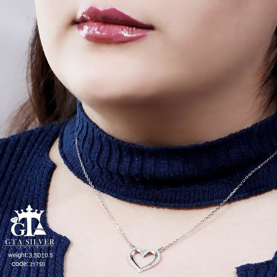 گردنبند نقره زنانه طرح قلب کد 21750 — تصویر ۲