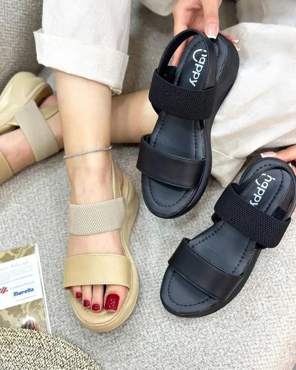 صندل چرم صنعتی (مشکی) کد 4359 — تصویر ۲
