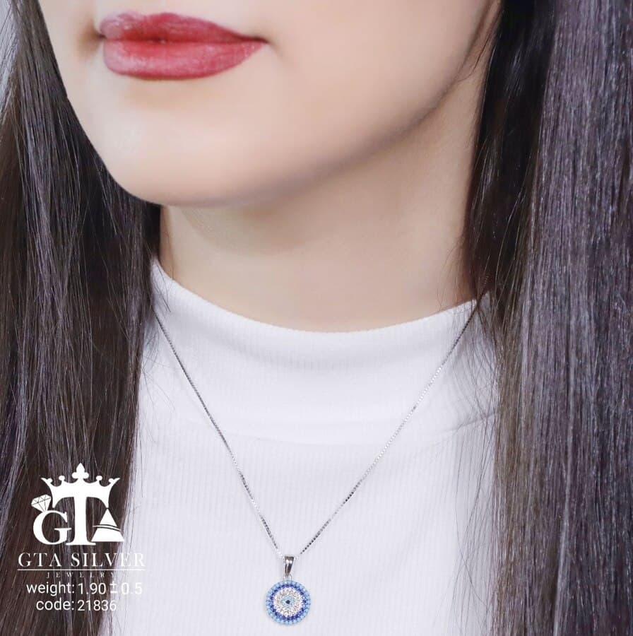 مدال نقره میکرو چشم نظر کد 21836 — تصویر ۲