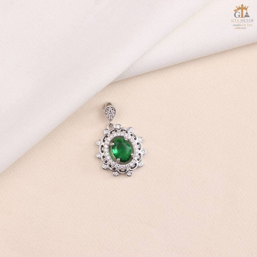 مدال نقره زنانه تک نگین میکرو کد 21951
