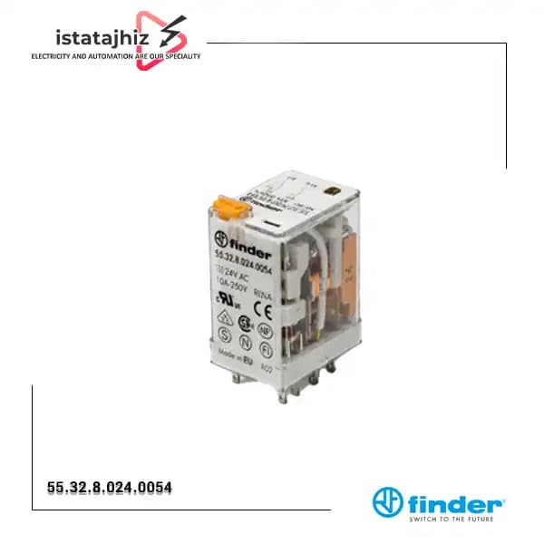 رله 24 ولت AC دو کنتاکت 10 آمپر فیندر مدل 55.32.8.024.0054