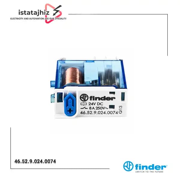 رله شیشه‌ای کتابی فیندر 24 ولت DC مدل 46.52.9.024.0074