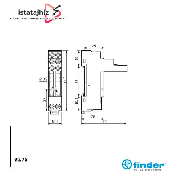 سوکت رله Finder مدل 95.75 — تصویر ۲