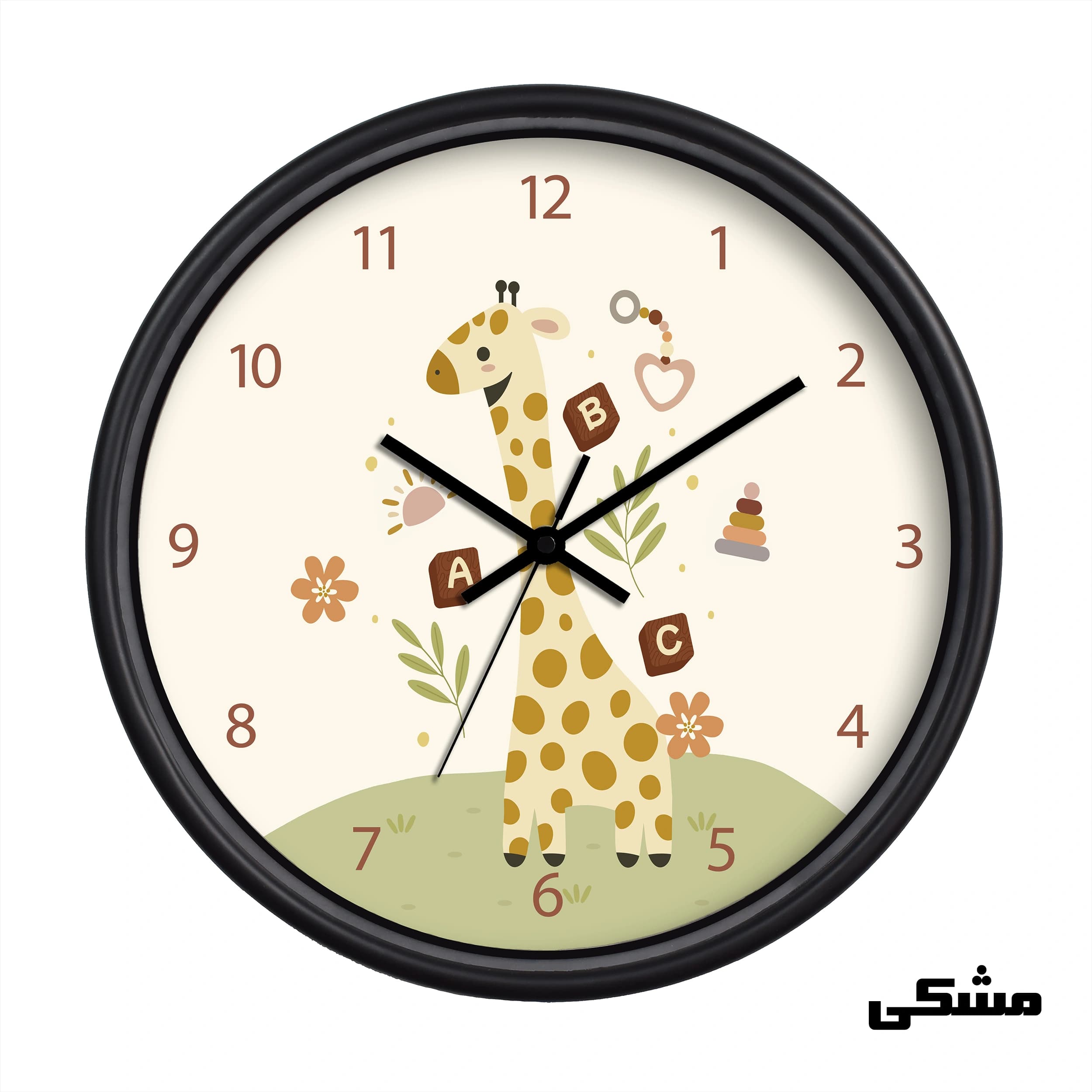 ساعت دیواری کودک سال بردز طرح زرافه مدل CW-Giraffe — تصویر ۳