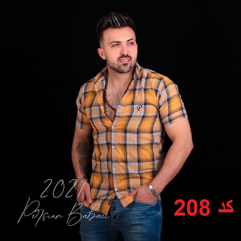 پیراهن آستین کوتاه مردانه رنگ زرد کد 208